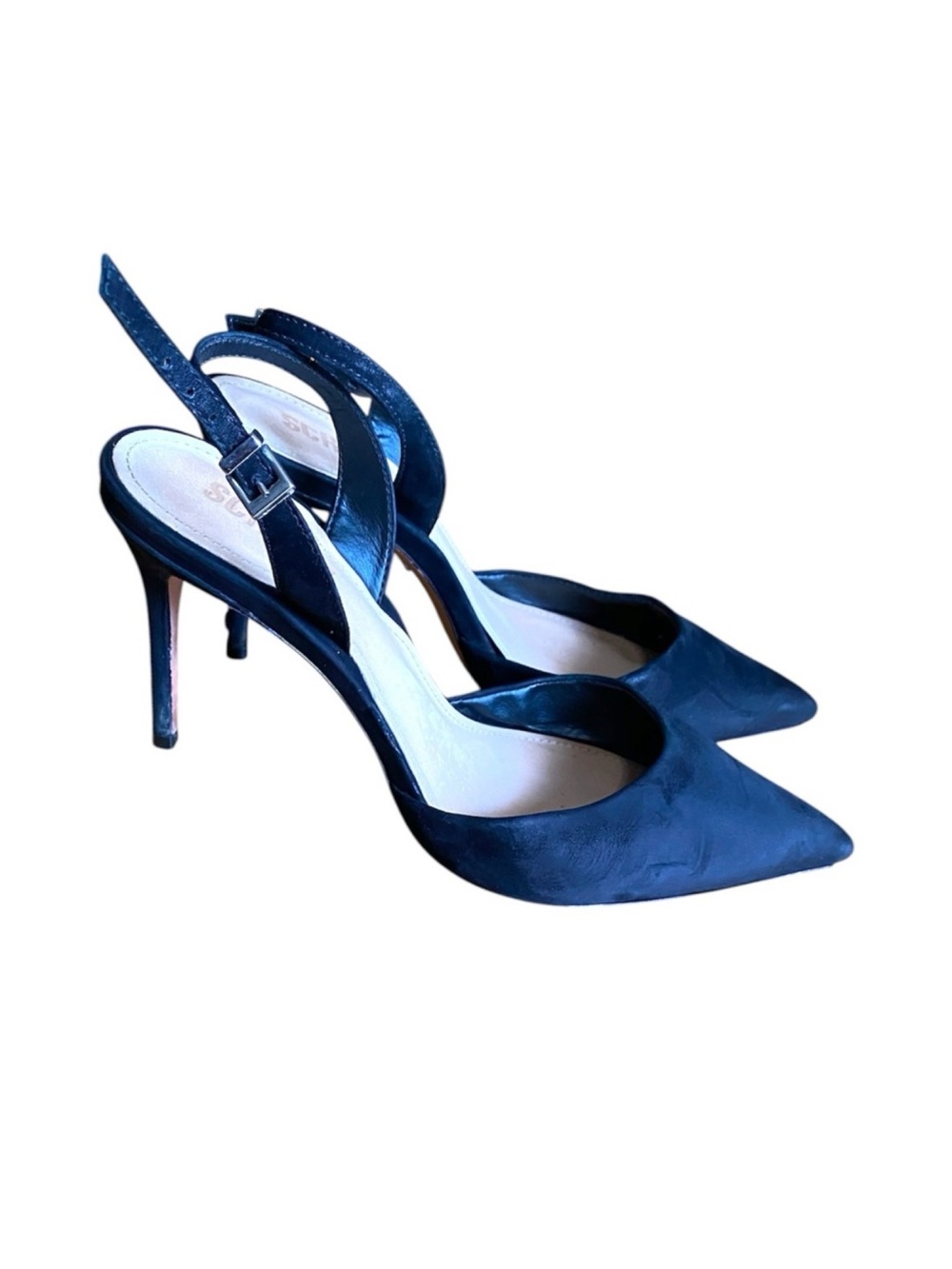 Schutz Lou Sling Black Suede Pointed Toe Heel Pump